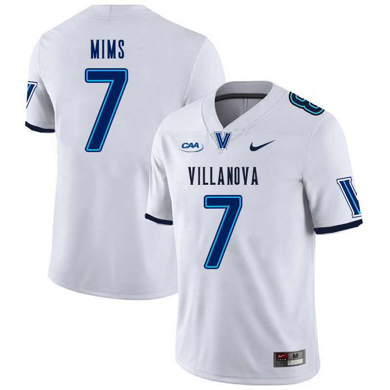 Men #7 Tyrell Mims Villanova Wildcats College Football Jerseys Stitched Sale-White - Click Image to Close